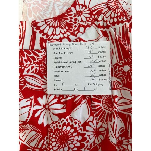 Perceptions Woman Floral Sleeveless Mini Dress Size 16W Orange White - Picture 8 of 9